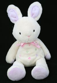 Carters Just One Year JOY White Bunny Rabbit with Hearts Plush